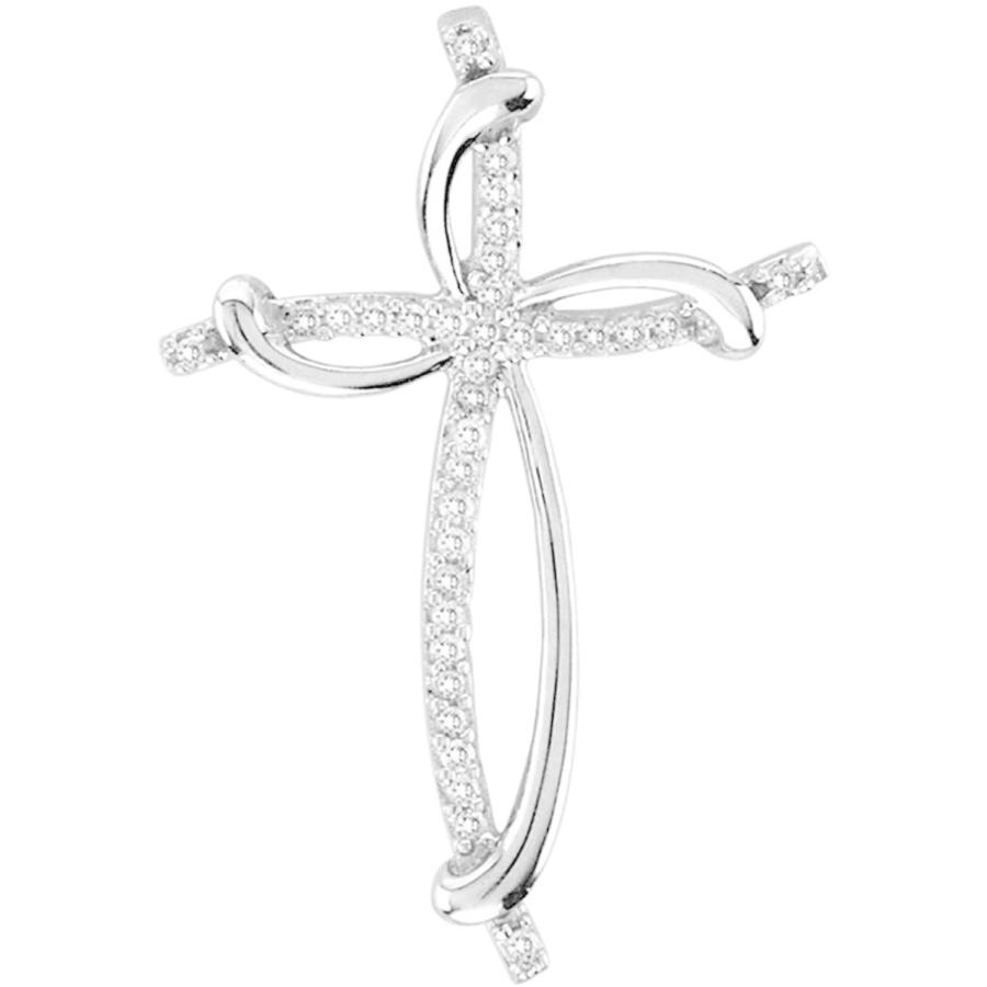 Macey Worldwide Jewelry Silver Diamond 財布 帽子 ファッション小物 Diamond Worldwide  Cross Necklace Ctw 並行輸入