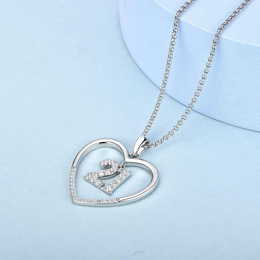 お試し価格 Jo Wisdom レディース ハートネックレス 925スターリングシルバー 数字 16歳 18歳 歳 21歳の誕生日 記念日 ペンダントネックレス 3aキュービックジルコニアジ その他財布 帽子 ファッション小物 Www Wadalhr Com