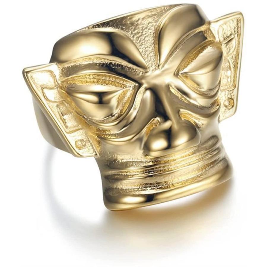 【限定品】 JrenBox Rapper Gold : Color Stone (Main Shipping Drop Jewelry Rapper Men for Ring Mask Sanxingdui Steel Stainless Color Gold Bling Hop Hip Necklace その他財布、帽子、ファッション小物