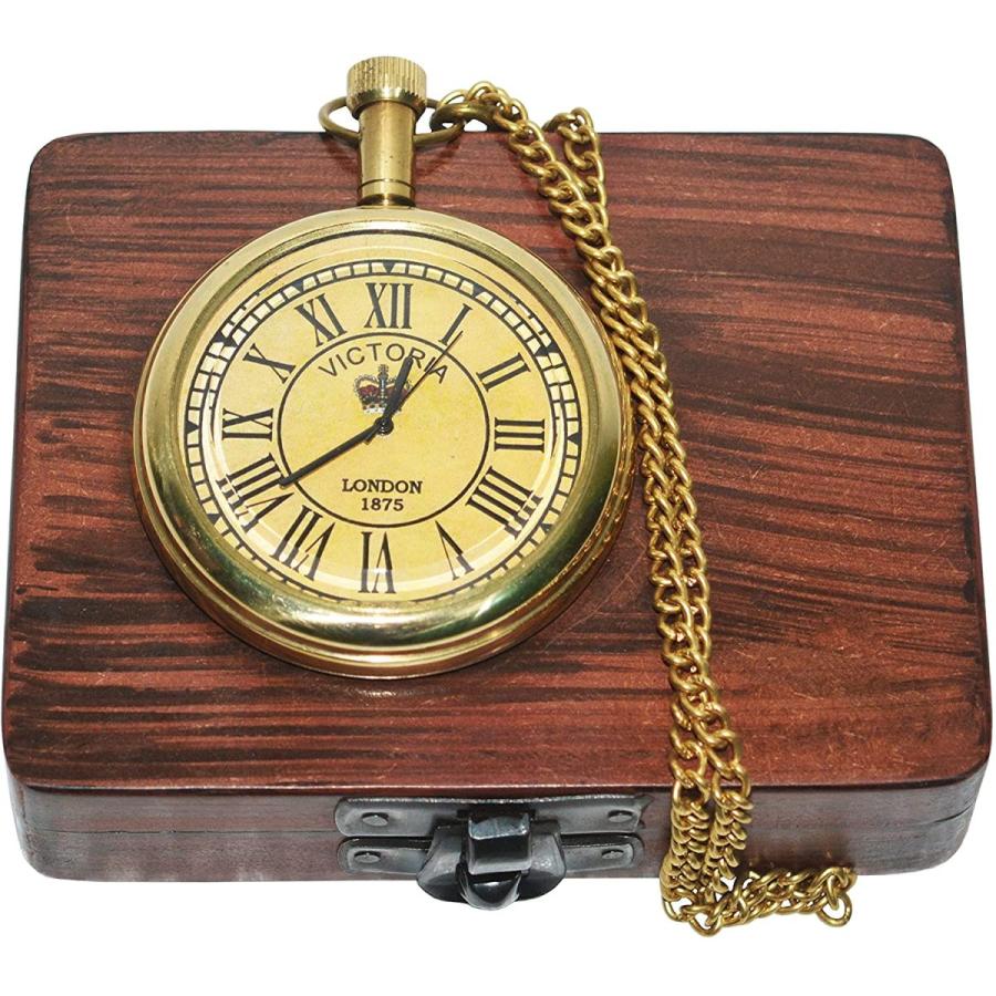 国内最安値！ Hassanhandicrafts Antique Box　並行輸入品 Wooden with Watch Pocket Brass London Victoria Maritime Vintage その他レディースアクセサリー
