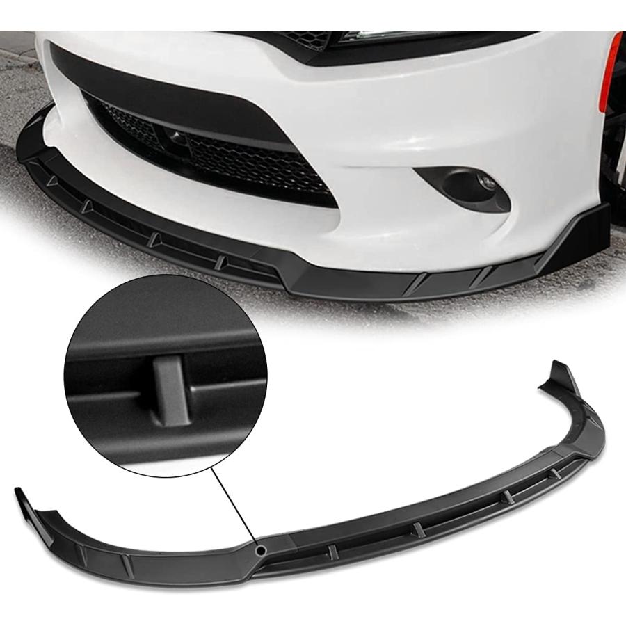 新品で購入 DNA MOTORING 2-PU-895 SRT-Style Front Bumper Lip 4PCS Compatible With 2015-2021 Charger Matte Black　並行輸入品