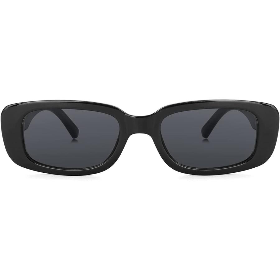 【正規品質保証】 Onrtry Fashion Rectangle Sunglasses for Women Vintage 90s Narrow Square Frame Sun Glasses (Black Frame/Grey Lens)　並行輸入品 その他財布、帽子、ファッション小物