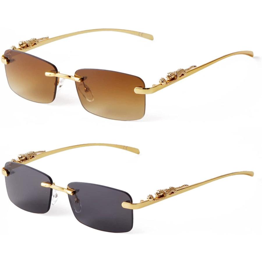 JUDOO Fashion Rimless Rectangle Sunglasses for Women Men Trendy Tinted Lens Frameless Shades UV400 Protection Lens　並行輸入品