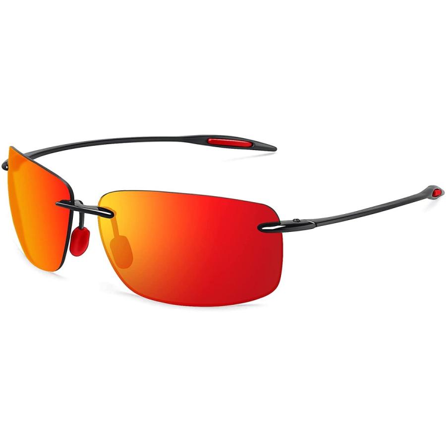 数量は多 Rimless Tr90 Women Men for Sunglasses Polarized Sports JULI Frame Driving(Red)　並行輸入品 Surf Golf Fishing Running for その他財布、帽子、ファッション小物