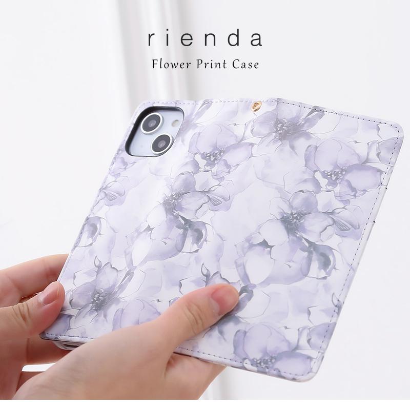 スマホケース iPhone14 ケース 手帳型 おしゃれ ブランド 花柄 リエンダ rienda 花柄プリント 手帳型ケース iphone14pro iphone13 ミラー付 ケース｜m-channel｜04