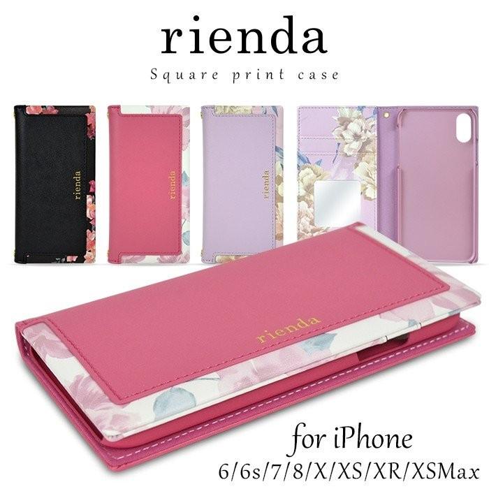 スマホケース rienda リエンダ スクエア 花柄 手帳型
