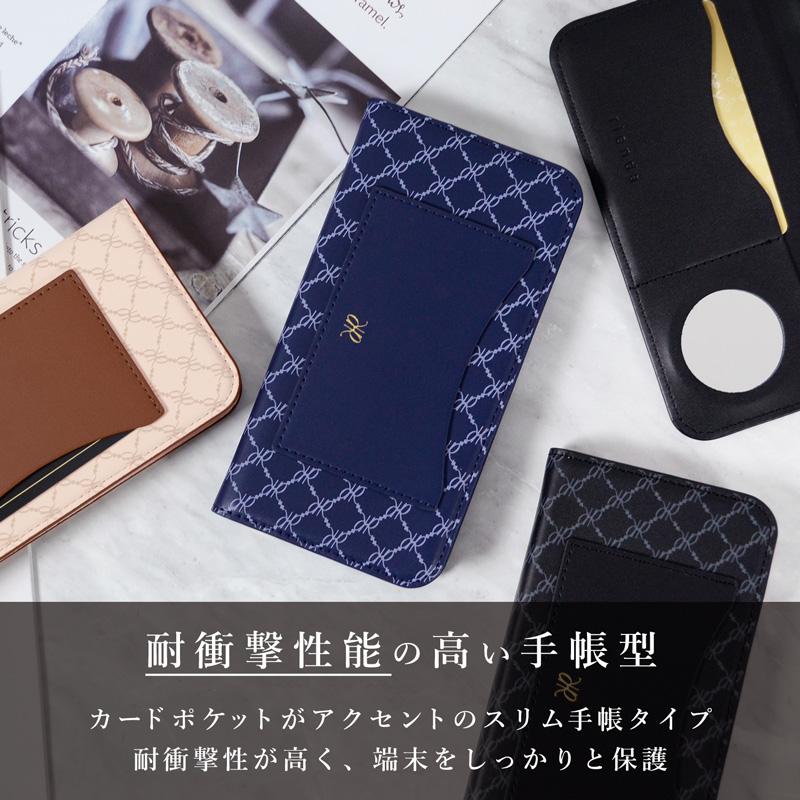 リエンダ rienda iphone15 iPhone14 iPhone13 ケース 手帳型 ミラー付 RRロゴ 手帳型ケース iPhone15 iPhone14 iPhone13 スマホケース｜m-channel｜05