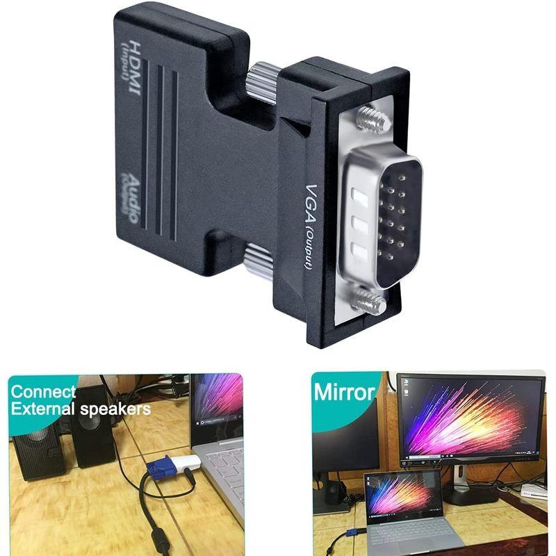DTECH HDMI メス to VGA オス 変換 アダプター 音声出力対応 HDMI ミニD-sub15ピン 変換 コネクター プラグ｜m-choiceplaza｜02