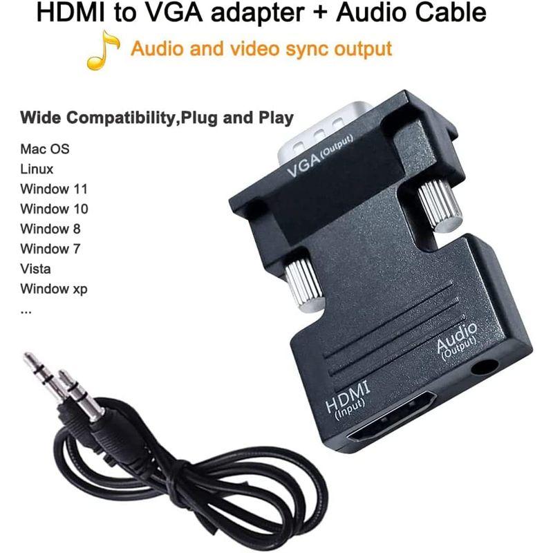 DTECH HDMI メス to VGA オス 変換 アダプター 音声出力対応 HDMI ミニD-sub15ピン 変換 コネクター プラグ｜m-choiceplaza｜06