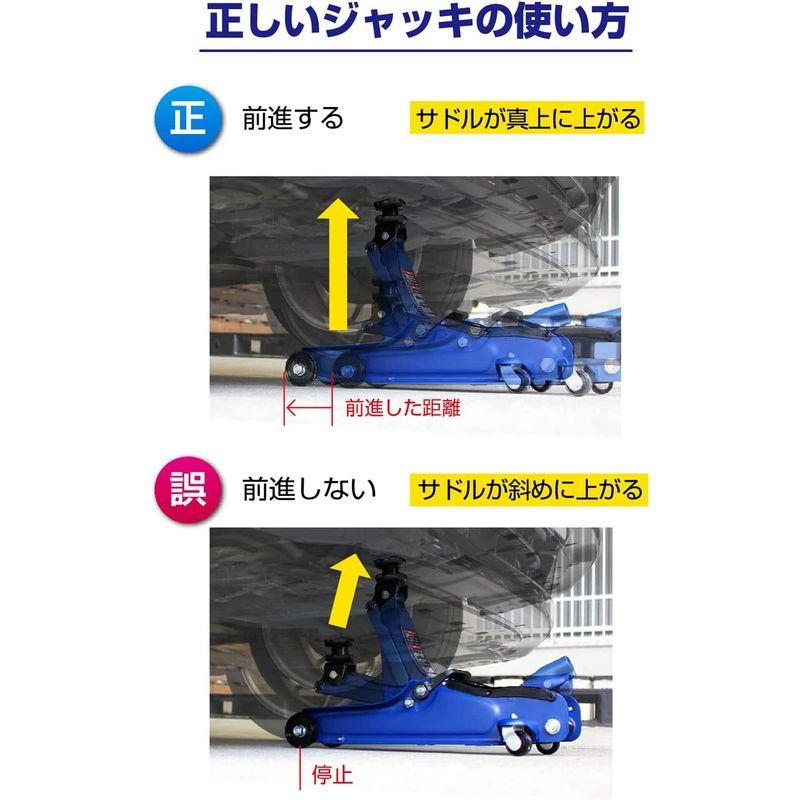 メルテック 車用 油圧フロアージャッキ 2t ローダウン 最高値/最低値 335(365)/85(115)mm ジャッキタッチメント・サドル｜m-choiceplaza｜06