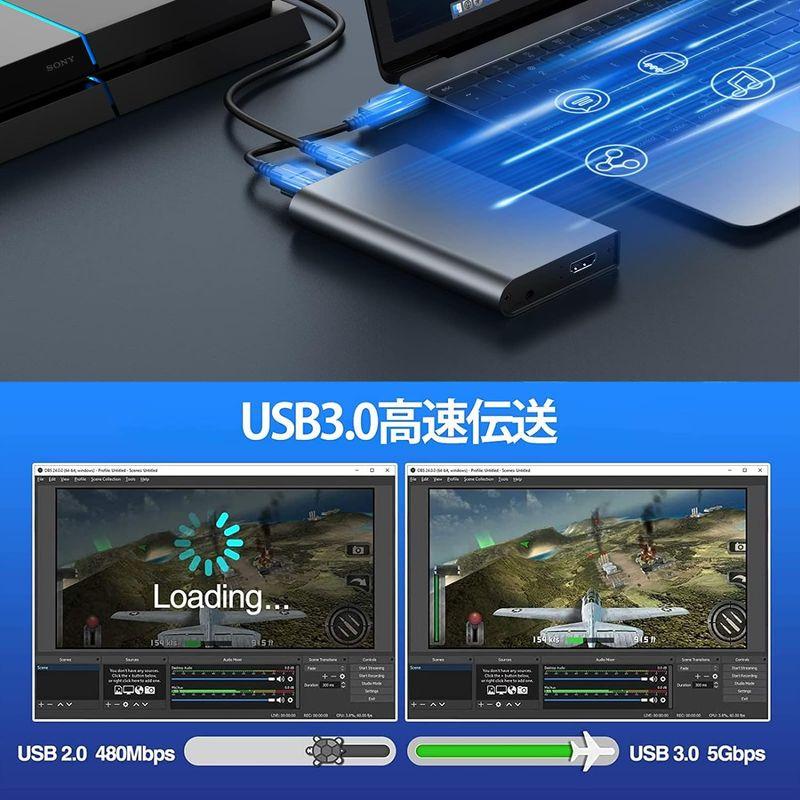 C.AMOUR キャプチャーボード 4Kパススルー 外付け 1080P 60FPS USB 3.0 ビデオキャプチャー HD ゲームキャプチ｜m-choiceplaza｜04