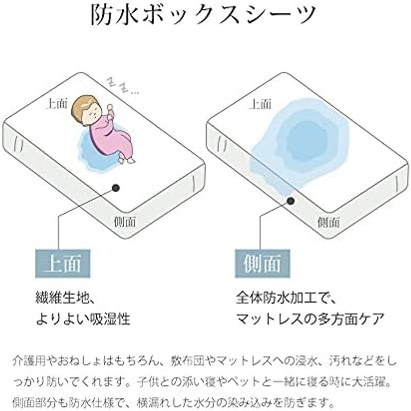 サンマドラ ボックスシーツ 防水シーツ シングル 側面防水 ダブル セミダブル クイーン 全面防水 五面防水 おねしょシーツ マットレスカバ｜m-choiceplaza｜05