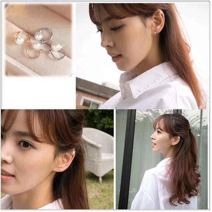 イヤーカフ 2個セット1粒 パール 人造 真珠 挟む イヤリング ノン