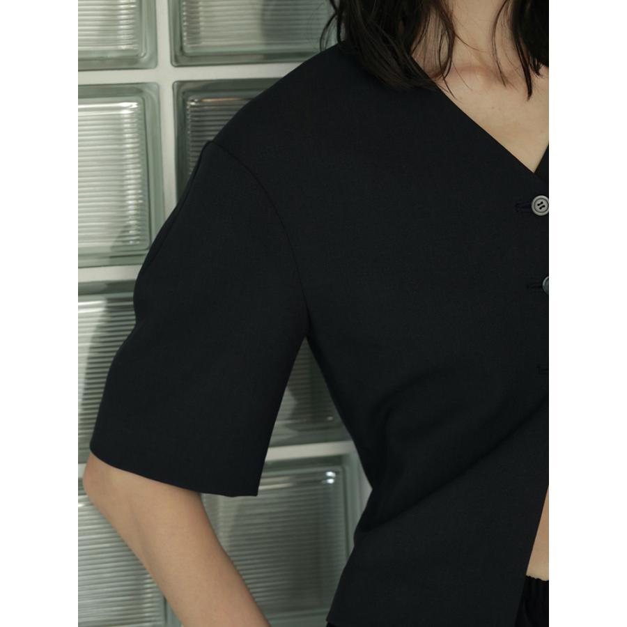 未使用✨anuke Vneck Compact Shirts ブラック free anuke（アンヌーク）の「Vneck Compact Shirts（シャツ/ブラウス