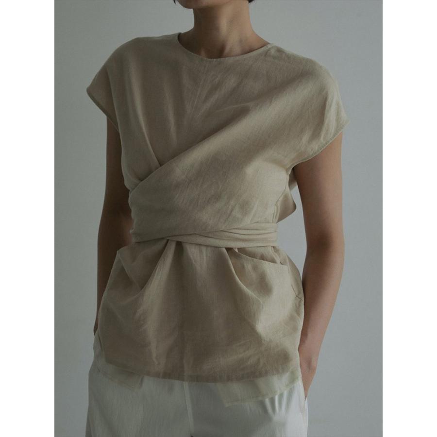 アンヌーク　Linen Cachecoeur Tops ベージュ anuke 【SALE】anuke アンヌーク 即日発送 Linen Cachecoeur