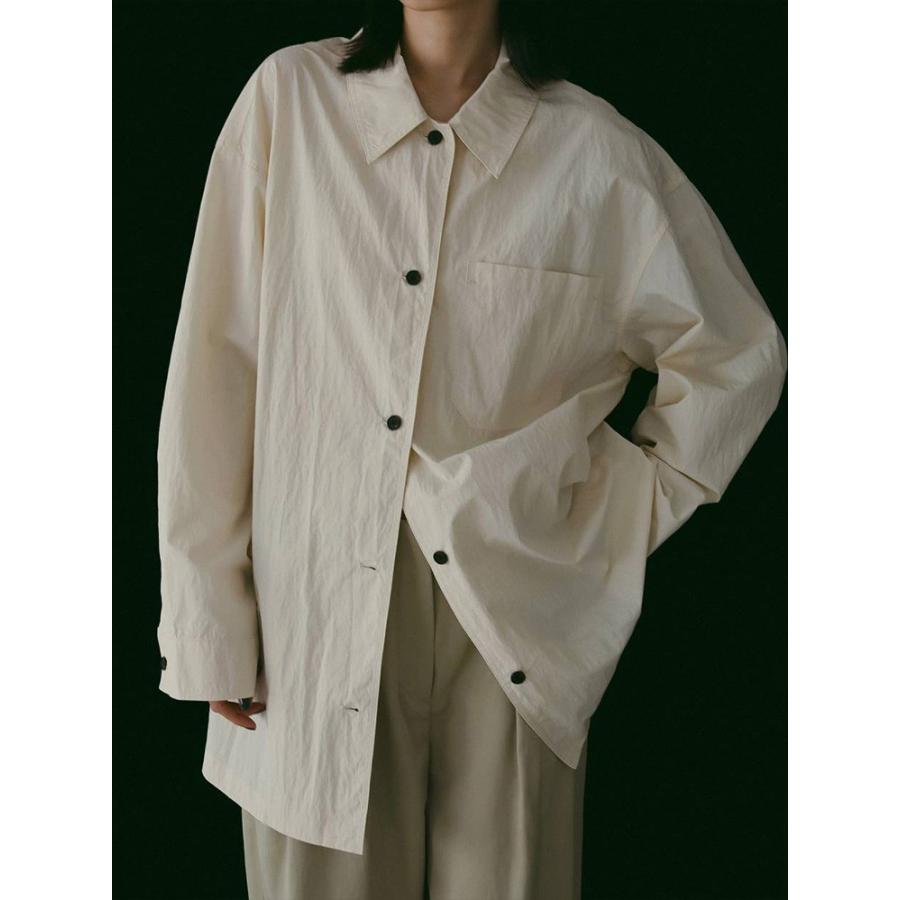 anuke ハイカウントオーバーサイズシャツ　アイボリーホワイト　長袖　羽織り anuke（アンヌーク） 即日発送 Over Pocket Shirts 62610412 オーバー