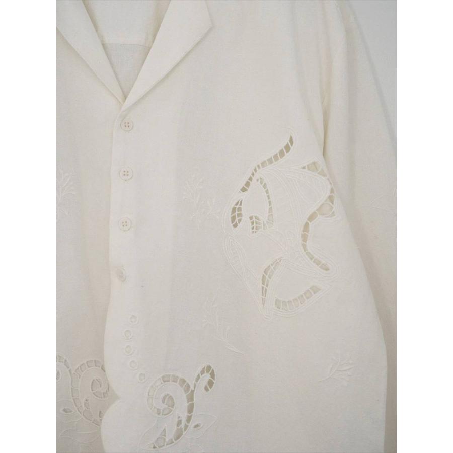 anuke 刺繍入りホワイト長袖シャツ anuke（アンヌーク） 即日発送 Cutwork Opencollar Shirts 62610418