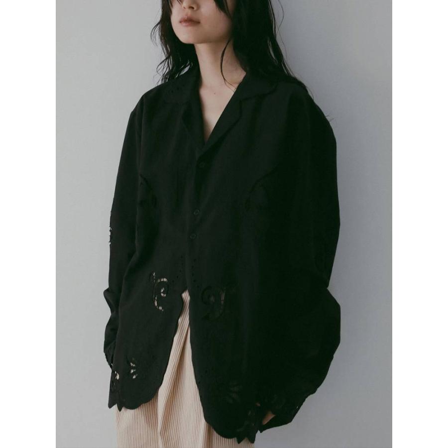 anuke ブラック刺繍長袖シャツ Free anuke（アンヌーク） 即日発送 Cutwork Opencollar Shirts 62610418