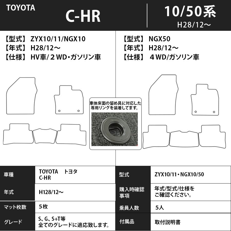 フロアマット　トヨタ　ＴＯＹＯＴＡ　Ｃ−ＨＲ　10系、50系　28/12〜　カーマット　抗菌　抗ウイルス　消臭　エコノミータイプ｜m-k-m-k｜03