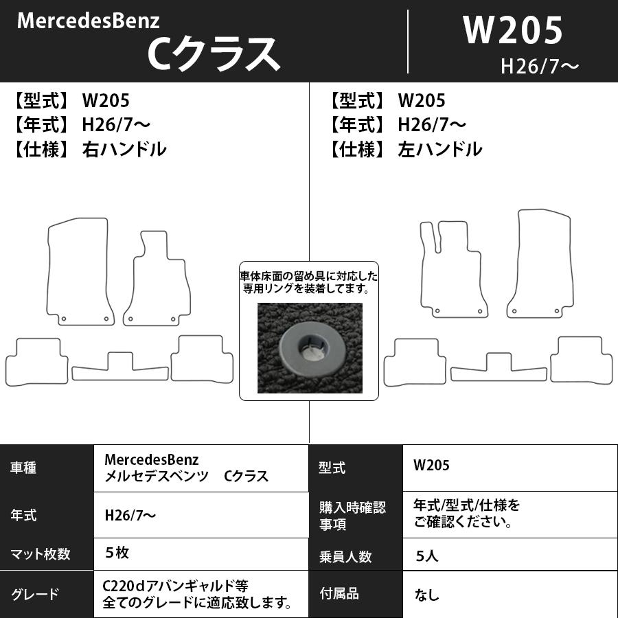 フロアマット　メルセデスベンツ　MercedesBenz　Cクラス　W205　セダン/ワゴン　H26/7〜R3/6　カーマット　抗菌　　消臭　 スタンダードタイプ