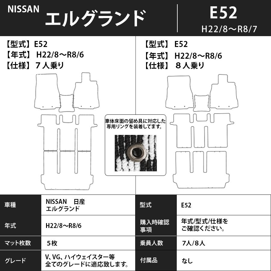 日産（NISSAN） フロアマット エルグランド ELGRAND E52 H22/8〜R8/7