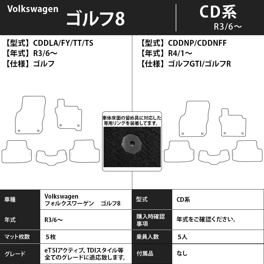 フロアマット　フォルクスワーゲン　Volkswagen　ゴルフ8　CD系　R3/6〜　カーマット　抗菌　抗ウイルス　消臭　プレミアムタイプ｜m-k-m-k｜03
