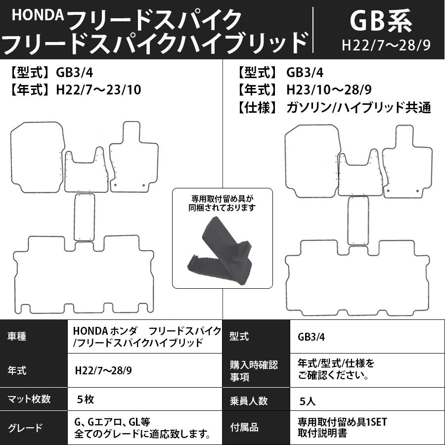 フロアマット　ホンダ　ＨＯＮＤＡ　フリードスパイク/ハイブリッド　ＧＢ系/ＧＰ系　22/7〜28/9　カーマット　抗菌　抗ウイルス　消臭　エコノミータイプ｜m-k-m-k｜03