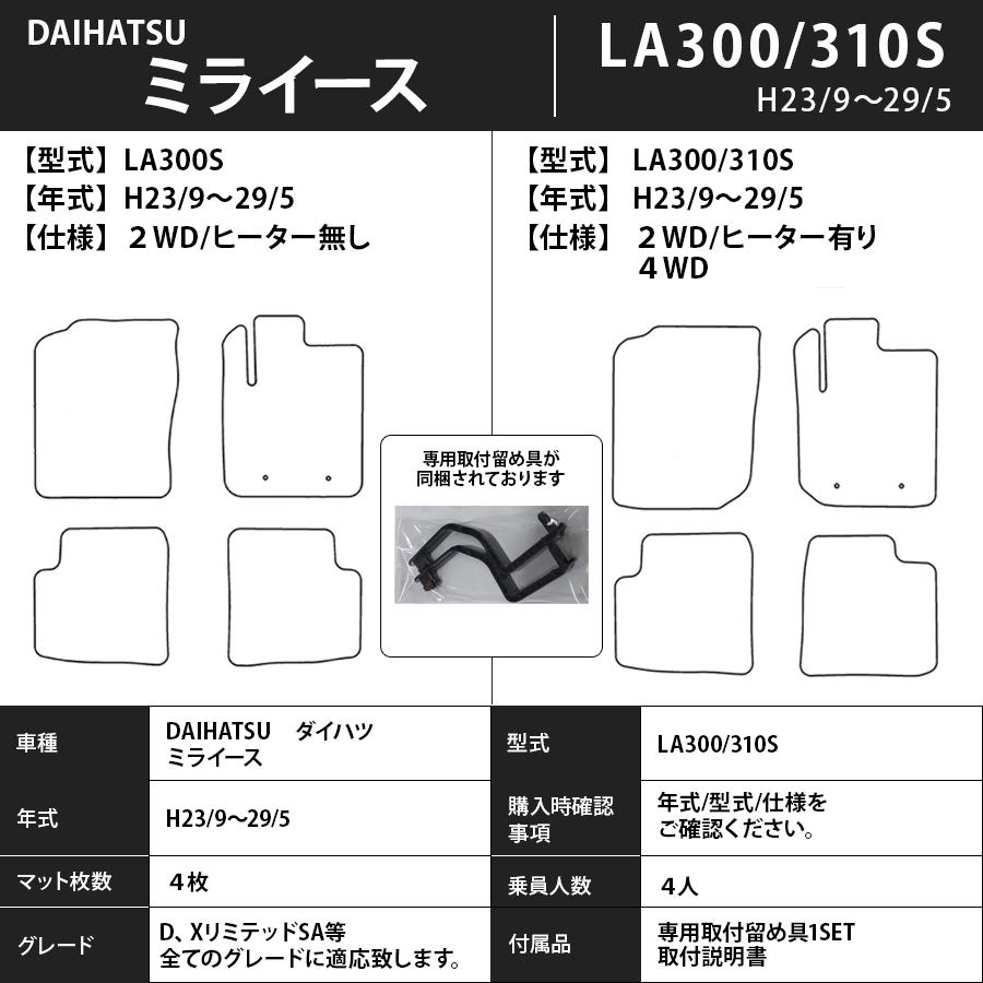 フロアマット　ダイハツ　DAIHATSU　ミライース　LA300S/310S　23/9〜29/5　カーマット　抗菌　抗ウイルス　消臭　スタンダードタイプ｜m-k-m-k｜03