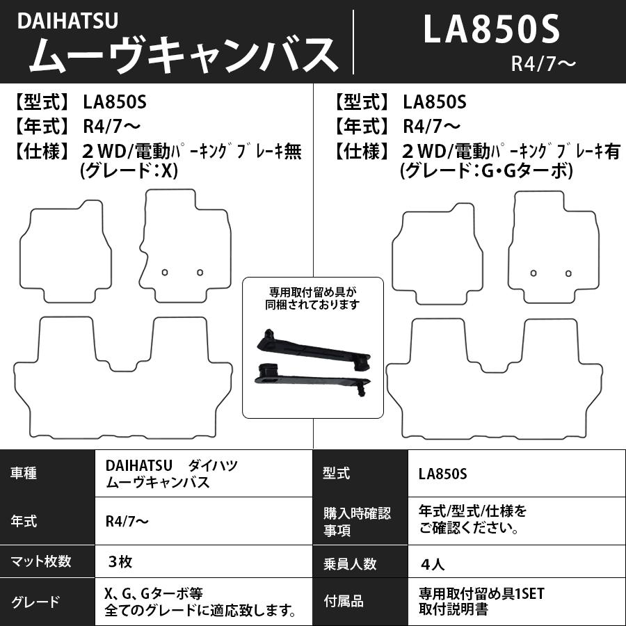 フロアマット　ダイハツ　DAIHATSU　ムーヴキャンバス　LA850S/860S　R4/7〜　カーマット　抗菌　抗ウイルス　消臭　エコノミータイプ｜m-k-m-k｜03