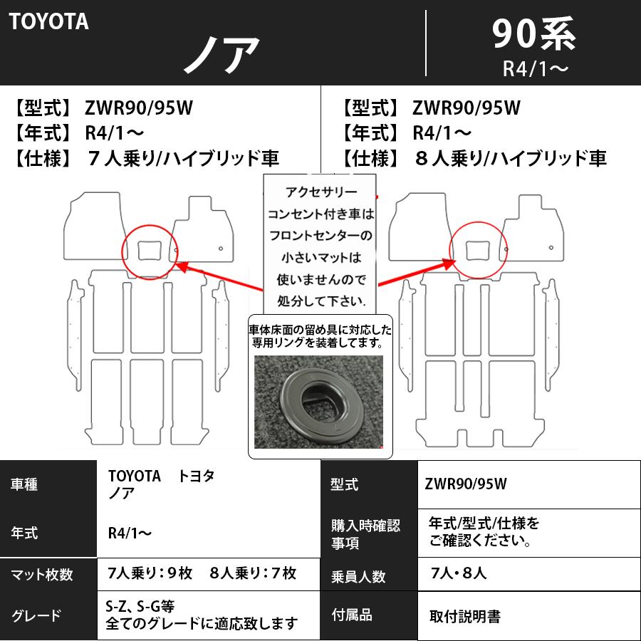 フロアマット　トヨタ　ＴＯＹＯＴＡ　ノア　ＮＯＡＨ　90系　R4/1〜　トランク・ステップ付き　カーマット　抗菌　　消臭　　プレミアムタイプ | トヨタ | 03