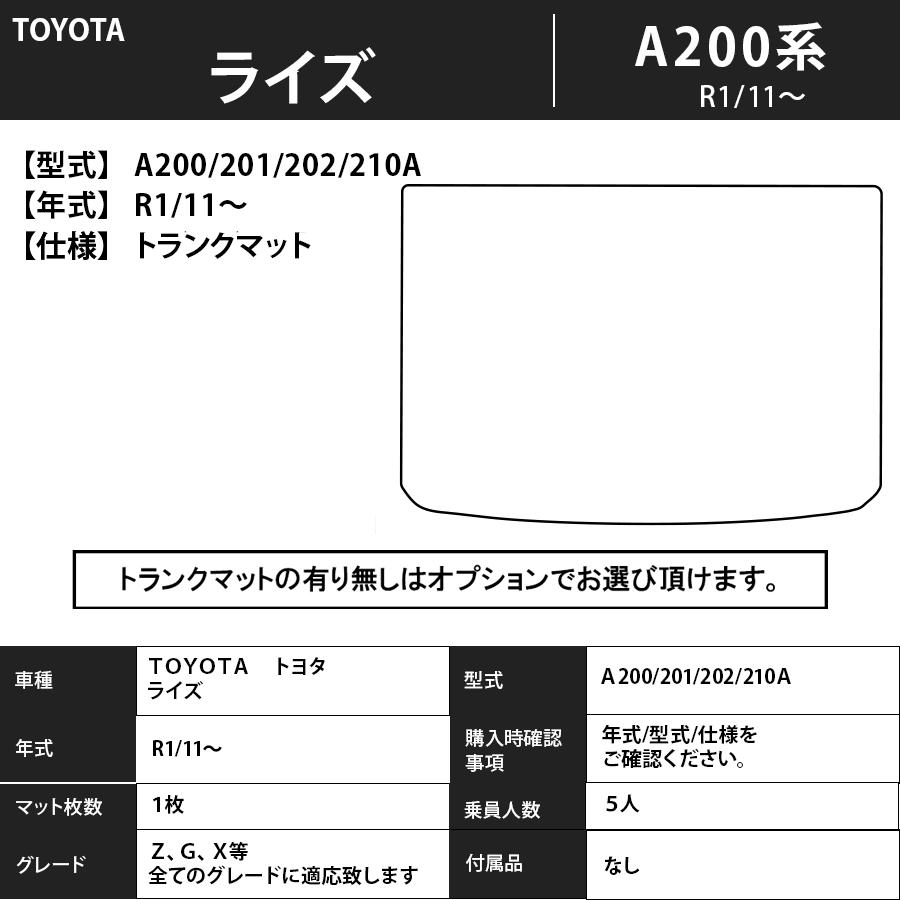 フロアマット　 トヨタ　TOYOTA　ライズ　ＲＡＩＺＥ　Ａ200系　Ｒ1/10〜　カーマット　抗菌　　消臭 　エクセレントタイプの画像