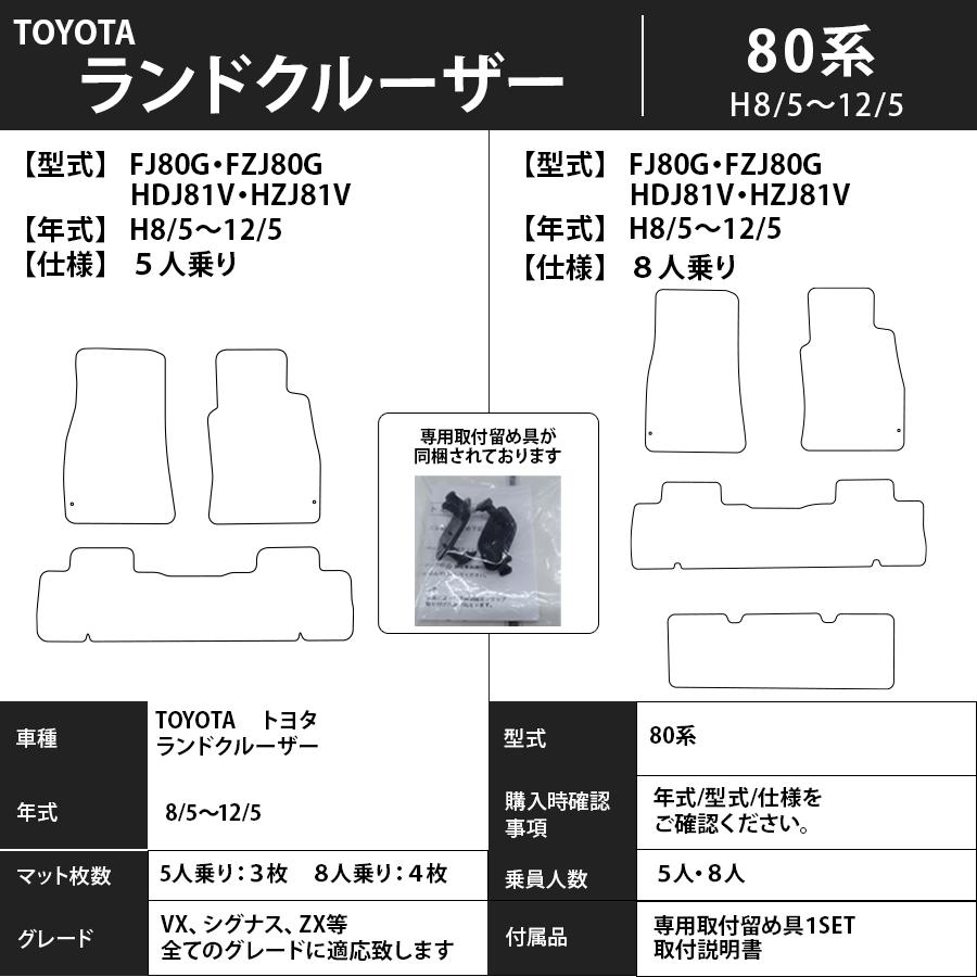 専用2点 トヨタ（TOYOTA） フロアマット ランドクルーザー/ワゴン 80系 H8/5