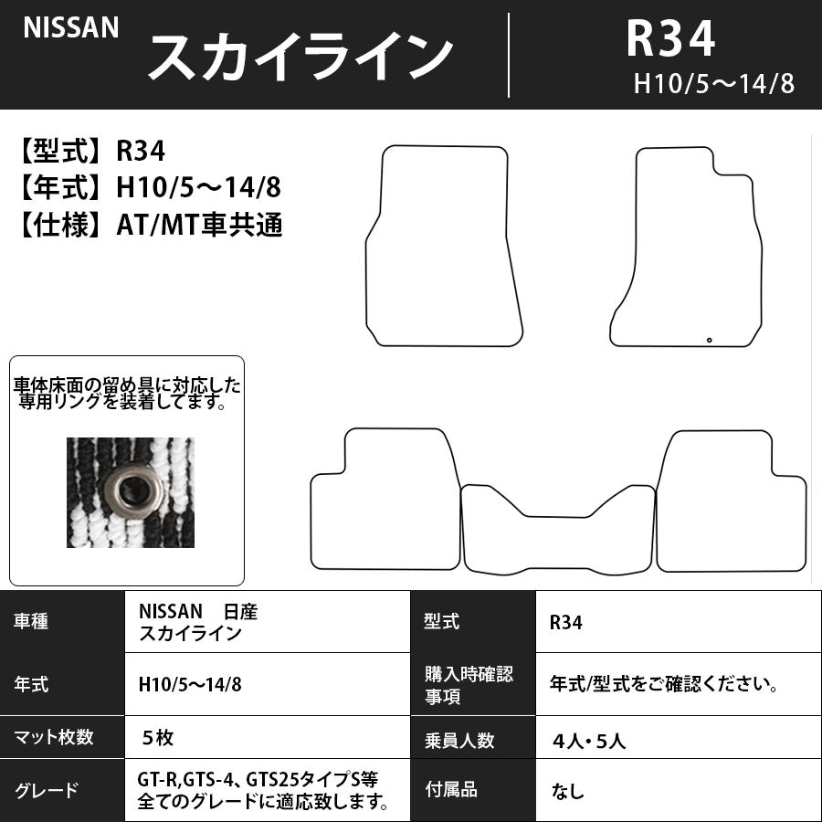 日産（NISSAN） フロアマット スカイライン SKYLINE R34 H10/5〜H14/8 