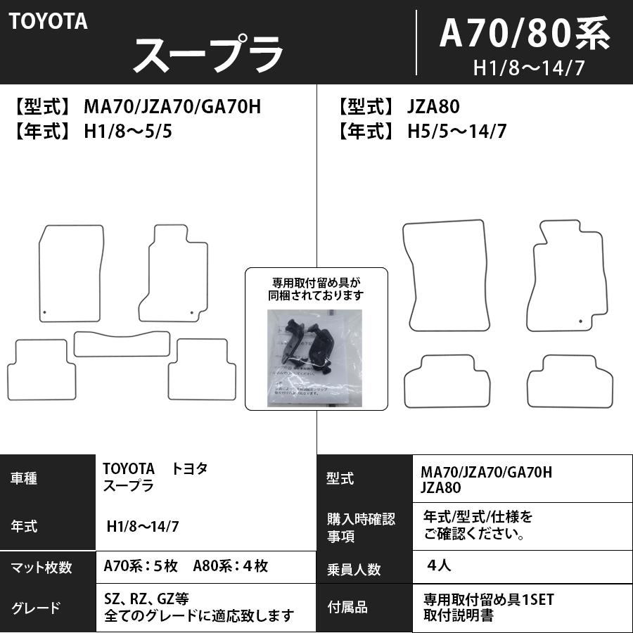 フロアマット　トヨタ　ＴＯＹＯＴＡ　スープラ　ＳＵＰＲＡ　Ａ70・Ａ80系　H1/8〜H14/7　カーマット　抗菌　　消臭　プレミアムタイプの画像