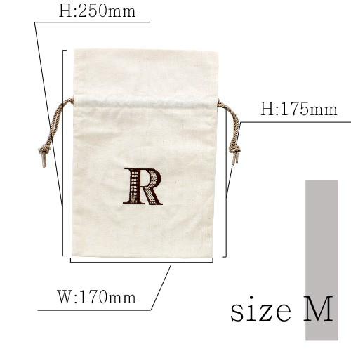 アルファベット刺繍入り巾着ポーチ Mサイズ Alp M 刺繍雑貨みつばリーフ ヤフー店 通販 Yahoo ショッピング