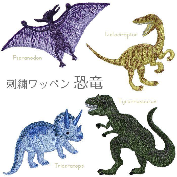 刺繍ワッペン 恐竜 インパクト抜群の総刺繍ワッペンでお手軽デコ♪ アイロン 男の子 目印 デコ メール便 | ブランド登録なし | 09