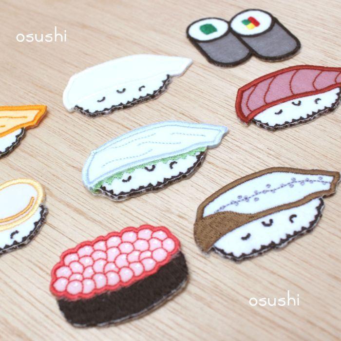 刺繍ワッペン 寿司 インパクト抜群の総刺繍ワッペンでお手軽デコ♪ アイロン 目印 デコ メール便 | ブランド登録なし | 08