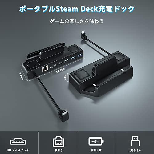Steam deck/Steam Deck OLED/ASUS Rog Ally用TVドック HDMI出力 Iesooy充電スタンド 6 in 1ミニドック 三つのUSBポート& LAN ポート 放熱対策 スチー｜m-magokoro｜02