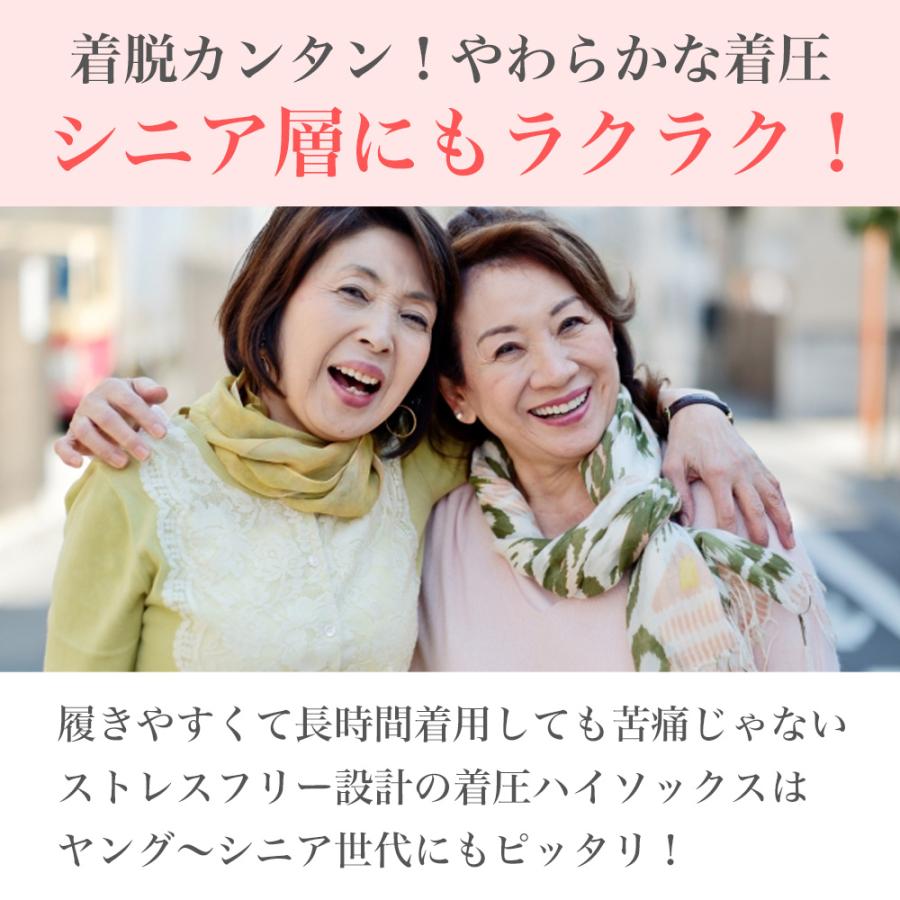 着圧 靴下 ソックス レディース 3足組 ハイソックス 日本製 綿混 綿素材 立ち仕事 ふくらはぎ むくみ おしゃれ ひざ下 膝下 黒 白 飛行機 夏用 日中 | エムアンドエム | 12