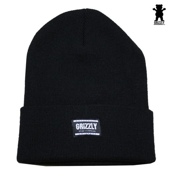 メール便可 GRIZZLY ニットキャップ GRIZZLY LABELED BEANIE BLK vigr193134 スケーター グリズリー｜m-market-web