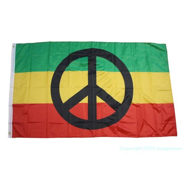 BIG フラッグ ラスタ×ピースマーク / RASTA 約150cm×約90cm レゲエ