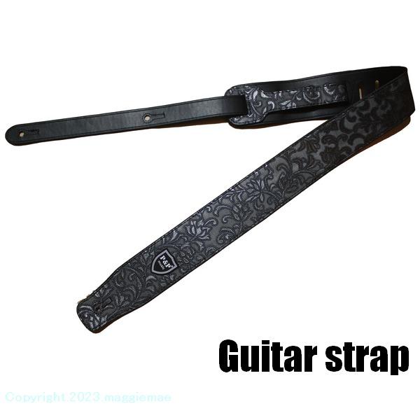 ギターストラップ シルバー グレー系 ボタニカル A ロック ROCK パンク