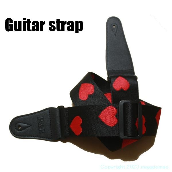 ギターストラップ ブラック × ハート F 黒 BLACK HEART ロック ROCK