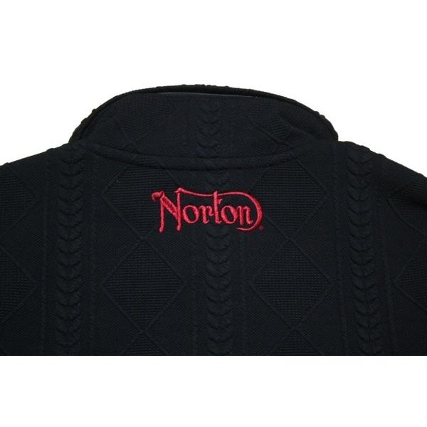 ノートン（NORTON） ニットジャケット BLK 裏ボア×ジャガードケーブル 