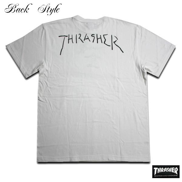 THRASHER Tシャツ GONZ ART S/S TEE TH8128 スラシャー ホワイト ライトピンク ブラック [メール便可]｜m-market-web｜04