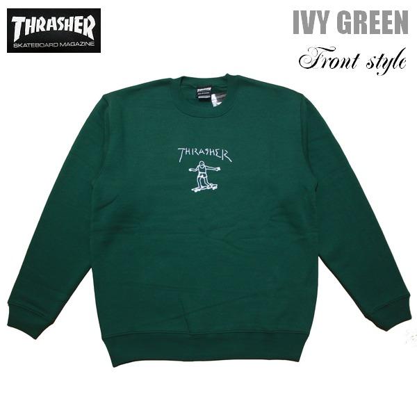 THRASHER（スラッシャー） トレーナー GONZ ART CREW TH8428 IVY GREEN 