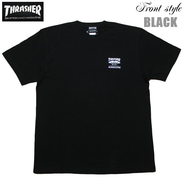 THRASHER Tシャツ Emblem S/S TEE TH91407 スラッシャー ブラック ホワイト スケーター メール便可｜m-market-web｜02