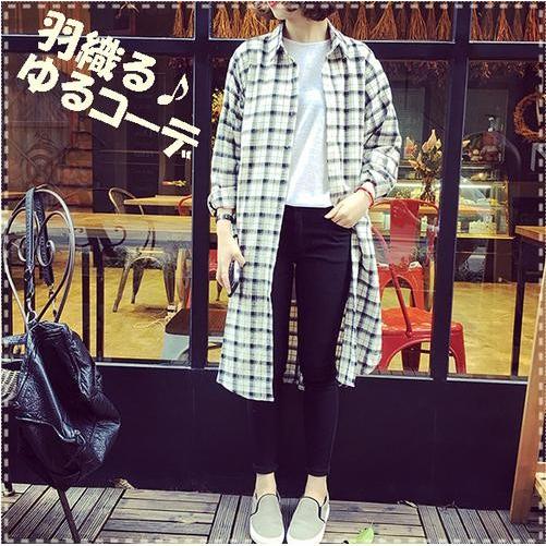 レディース トレンド 羽織るコーデ 白 チェック 長袖シャツ 薄いコート たっぷり レトロ シャツ Twab478 M Molly 通販 Yahoo ショッピング