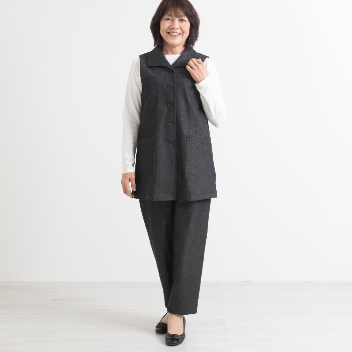 日本製 デニム パンツ ウエストゴム レディース 50代 60代 70代 ミセス