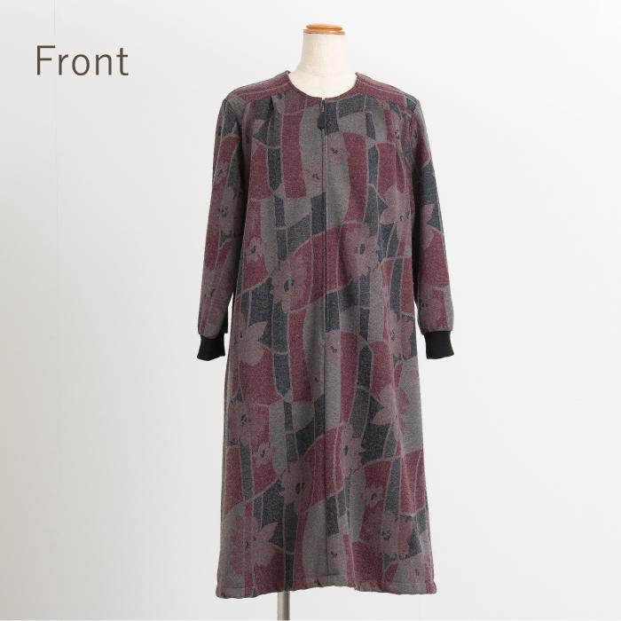 日本製】 尾州ウール混 あったか 前開き ワンピース Sサイズ